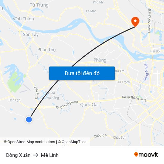 Đông Xuân to Mê Linh map