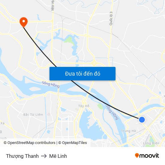 Thượng Thanh to Mê Linh map