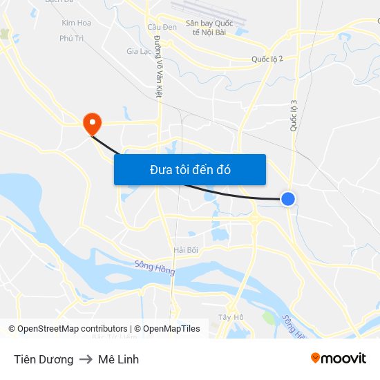 Tiên Dương to Mê Linh map