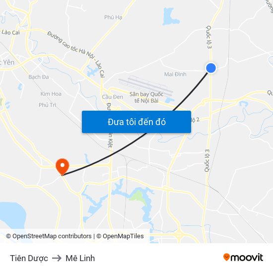 Tiên Dược to Mê Linh map