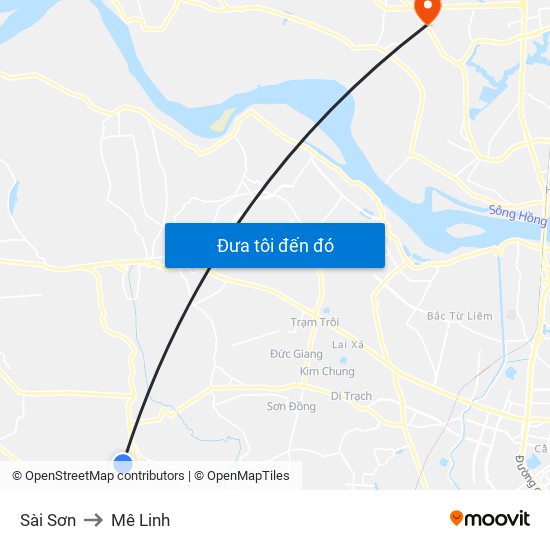 Sài Sơn to Mê Linh map