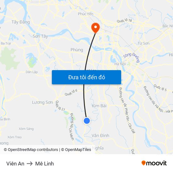 Viên An to Mê Linh map