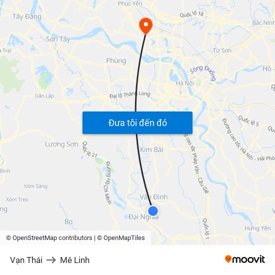 Vạn Thái to Mê Linh map