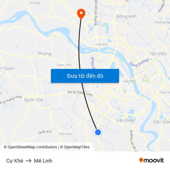 Cự Khê to Mê Linh map