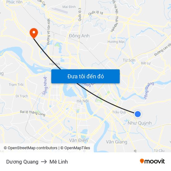 Dương Quang to Mê Linh map