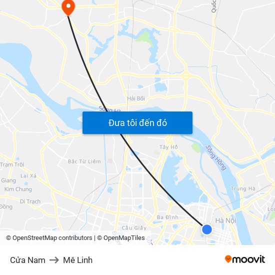 Cửa Nam to Mê Linh map