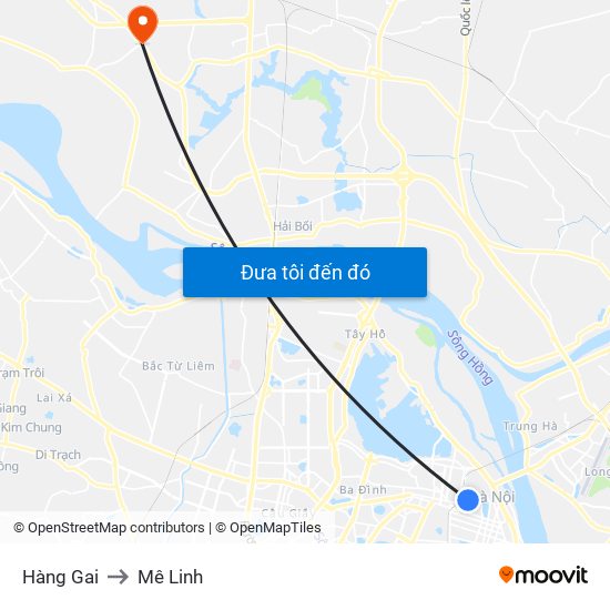 Hàng Gai to Mê Linh map