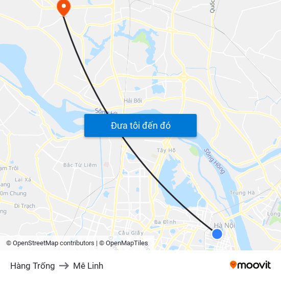 Hàng Trống to Mê Linh map