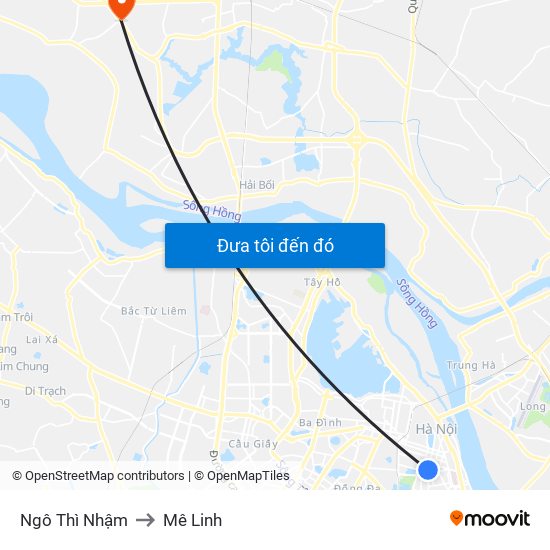 Ngô Thì Nhậm to Mê Linh map