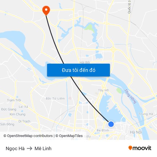 Ngọc Hà to Mê Linh map