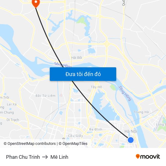 Phan Chu Trinh to Mê Linh map