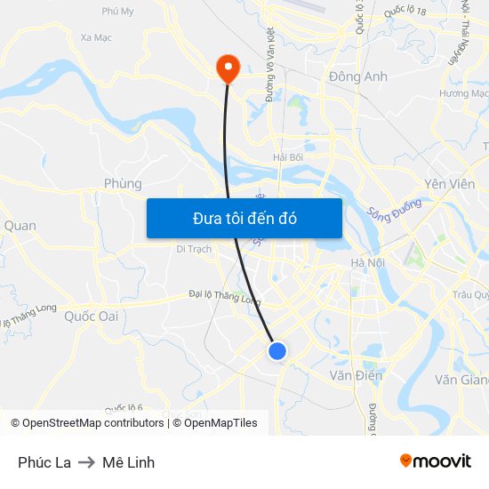 Phúc La to Mê Linh map