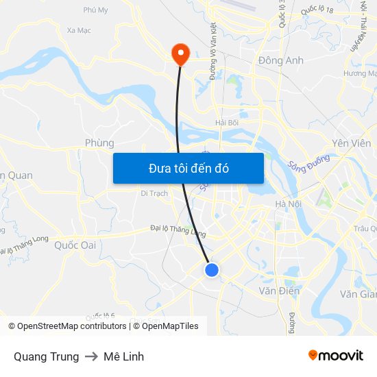 Quang Trung to Mê Linh map