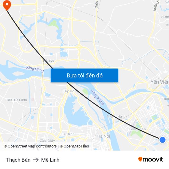 Thạch Bàn to Mê Linh map