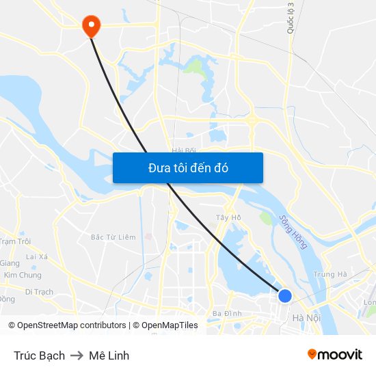 Trúc Bạch to Mê Linh map