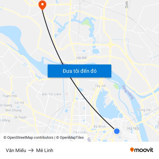 Văn Miếu to Mê Linh map