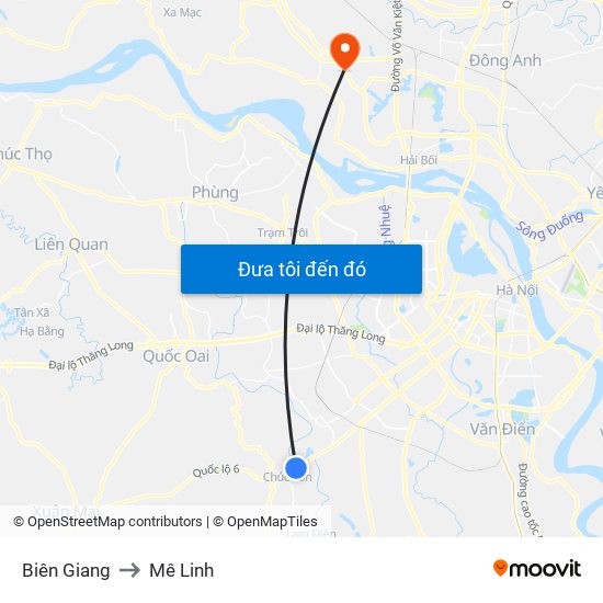 Biên Giang to Mê Linh map