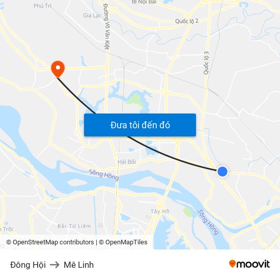 Đông Hội to Mê Linh map