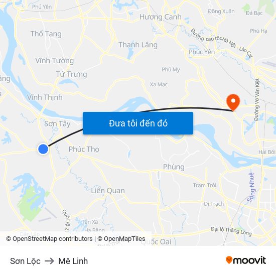 Sơn Lộc to Mê Linh map