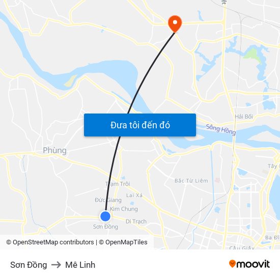 Sơn Đồng to Mê Linh map