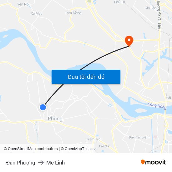 Đan Phượng to Mê Linh map