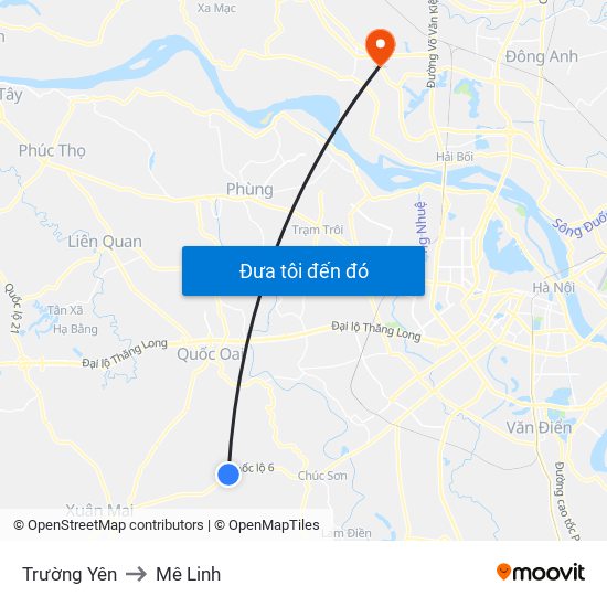 Trường Yên to Mê Linh map