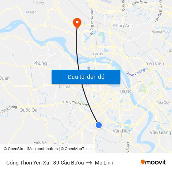 Cổng Thôn Yên Xá - 89 Cầu Bươu to Mê Linh map