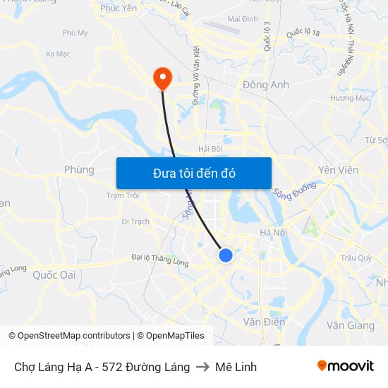 Chợ Láng Hạ A - 572 Đường Láng to Mê Linh map