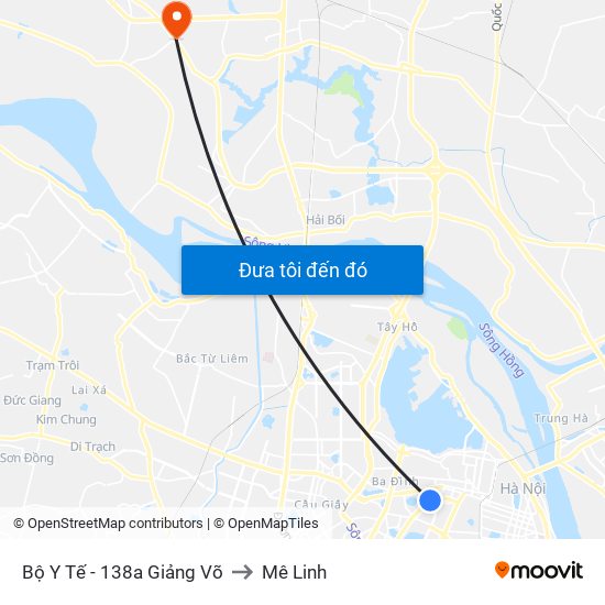 Bộ Y Tế - 138a Giảng Võ to Mê Linh map