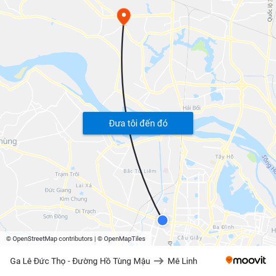 Ga Lê Đức Thọ - Đường Hồ Tùng Mậu to Mê Linh map