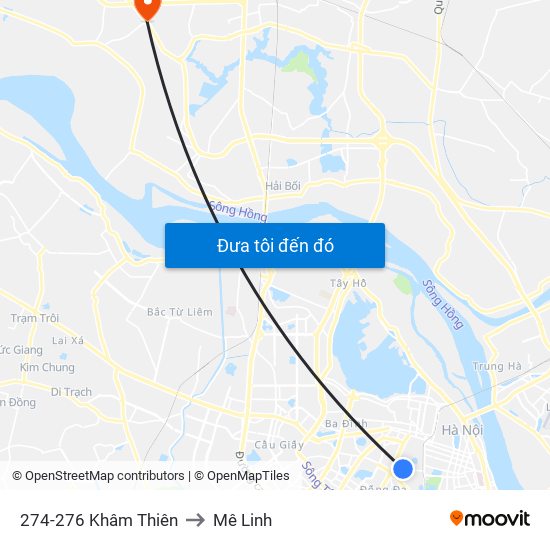 274-276 Khâm Thiên to Mê Linh map