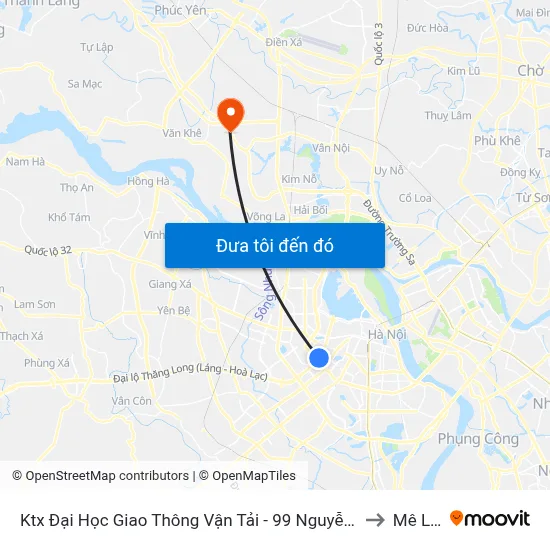 Ktx Đại Học Giao Thông Vận Tải - 99 Nguyễn Chí Thanh to Mê Linh map