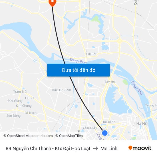 89 Nguyễn Chí Thanh - Ktx Đại Học Luật to Mê Linh map