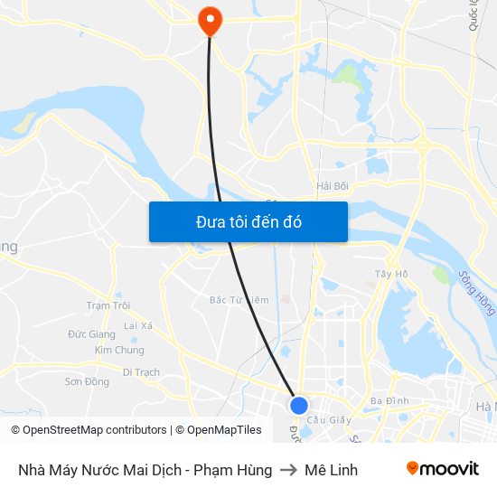 Nhà Máy Nước Mai Dịch - Phạm Hùng to Mê Linh map