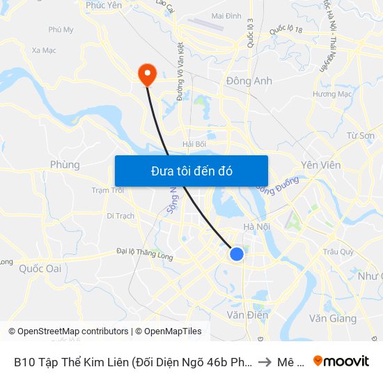 B10 Tập Thể Kim Liên (Đối Diện Ngõ 46b Phạm Ngọc Thạch) to Mê Linh map