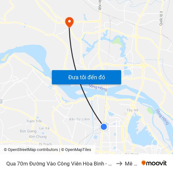 Qua 70m Đường Vào Công Viên Hòa Bình - Phạm Văn Đồng to Mê Linh map