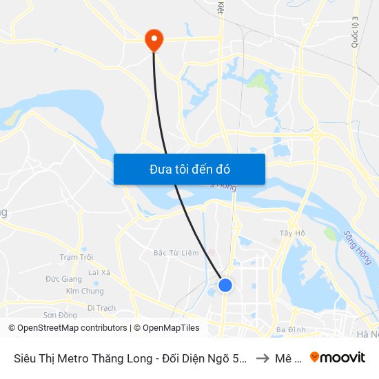 Siêu Thị Metro Thăng Long - Đối Diện Ngõ 599 Phạm Văn Đồng to Mê Linh map