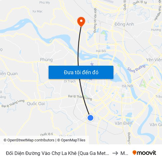 Đối Diện Đường Vào Chợ La Khê (Qua Ga Metro La Khê) - 405 Quang Trung (Hà Đông) to Mê Linh map