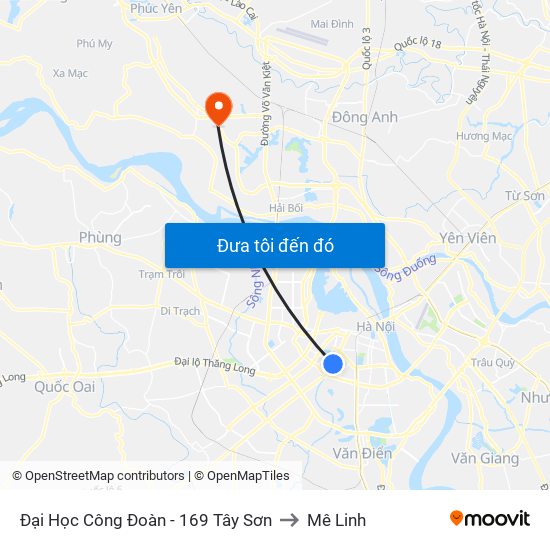 Đại Học Công Đoàn - 169 Tây Sơn to Mê Linh map