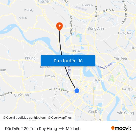 Đối Diện 220 Trần Duy Hưng to Mê Linh map