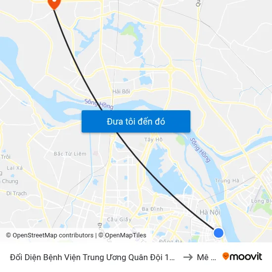 Đối Diện Bệnh Viện Trung Ương Quân Đội 108 - Trần Hưng Đạo to Mê Linh map