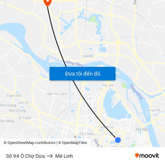 Số 94 Ô Chợ Dừa to Mê Linh map