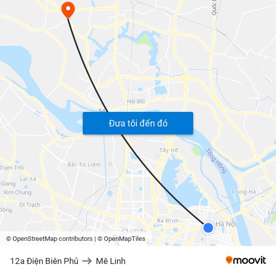 12a Điện Biên Phủ to Mê Linh map