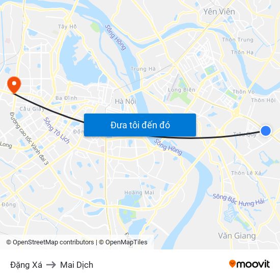 Đặng Xá to Mai Dịch map