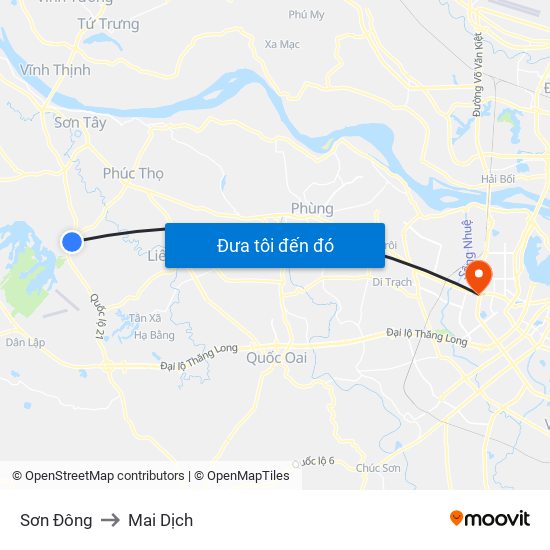 Sơn Đông to Mai Dịch map