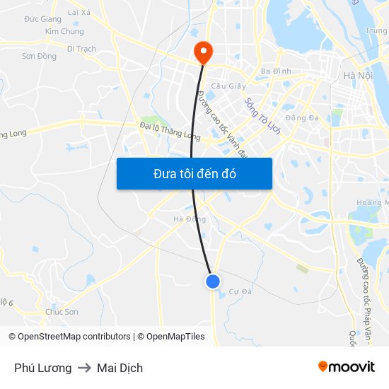 Phú Lương to Mai Dịch map