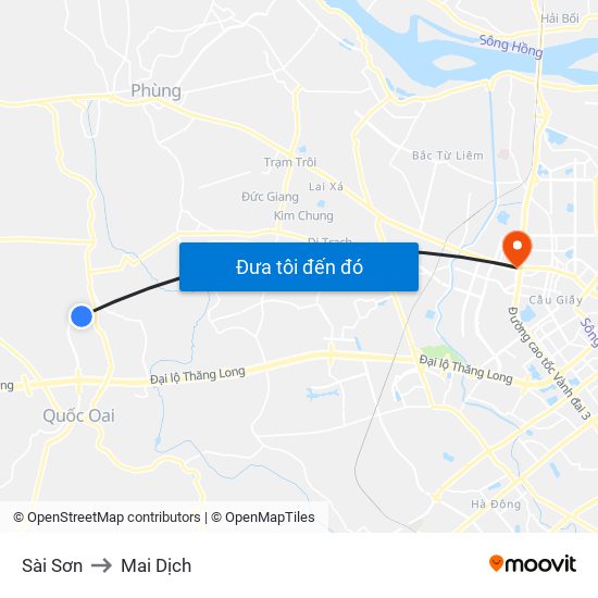 Sài Sơn to Mai Dịch map