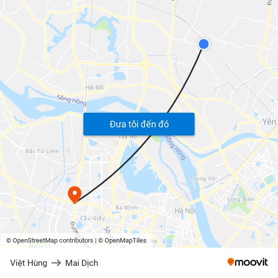 Việt Hùng to Mai Dịch map