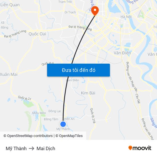 Mỹ Thành to Mai Dịch map