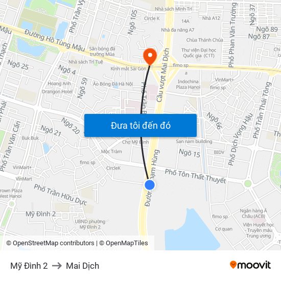 Mỹ Đình 2 to Mai Dịch map
